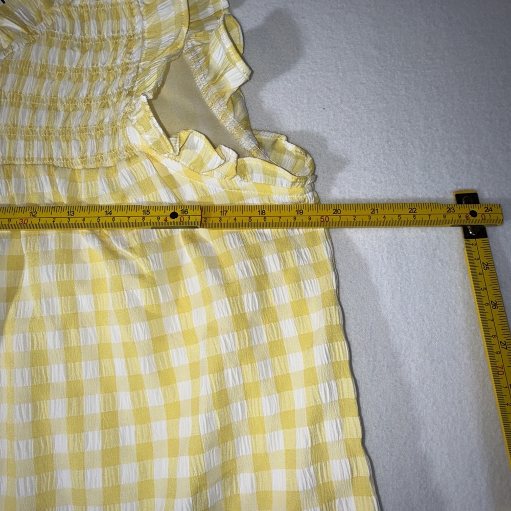 NWT &merci Brooklyn Gingham Dress Womens Medium M Yellow Lemonade Smocked Ruffle - Picture 5 of 10